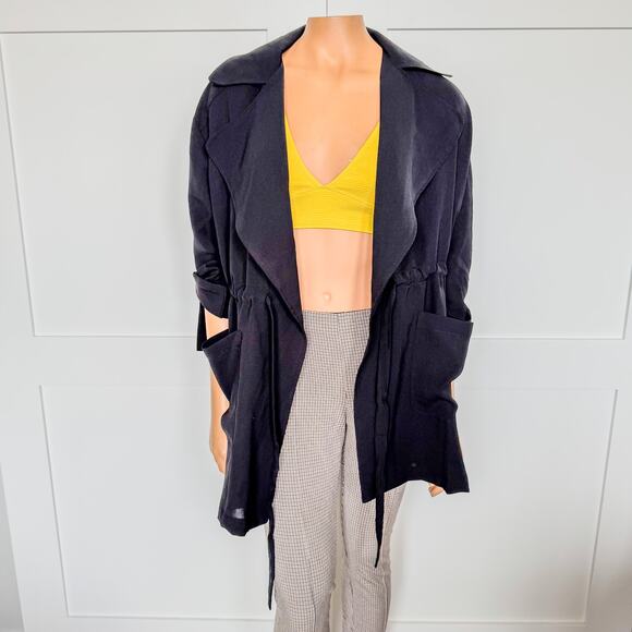 NWT-Miami of Francesca’s, Emilee Drawstring Black Utility Jacket, Women’s Small - Picture 8 of 10